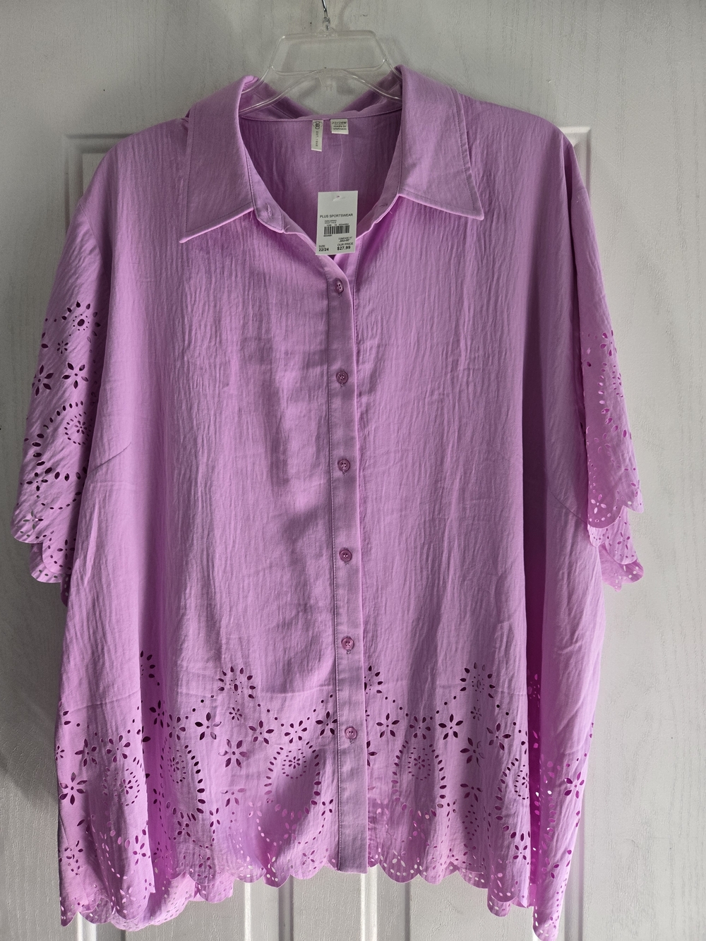 Cato Lavender Eyelet Button-Down Shirt
